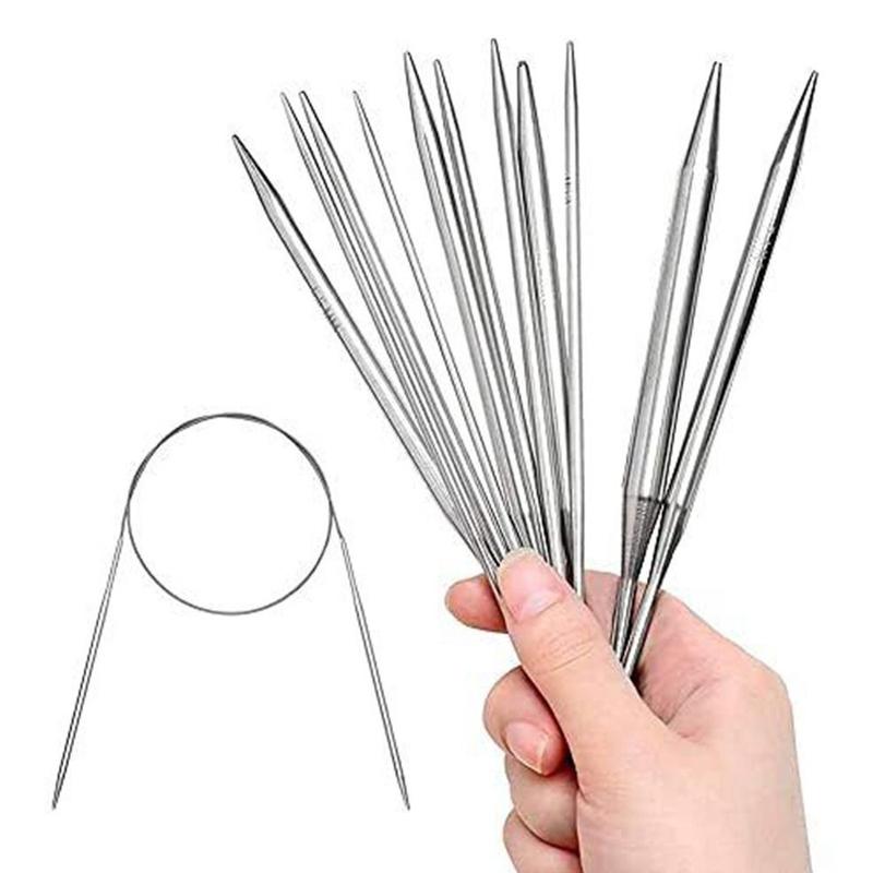 Product Introduction of New Stainless Steel Circular Knitting Needles 43/65/80/100/120cm DIY Crafts Crochet Hook Needlework Weaving Knitting Tools Household 7