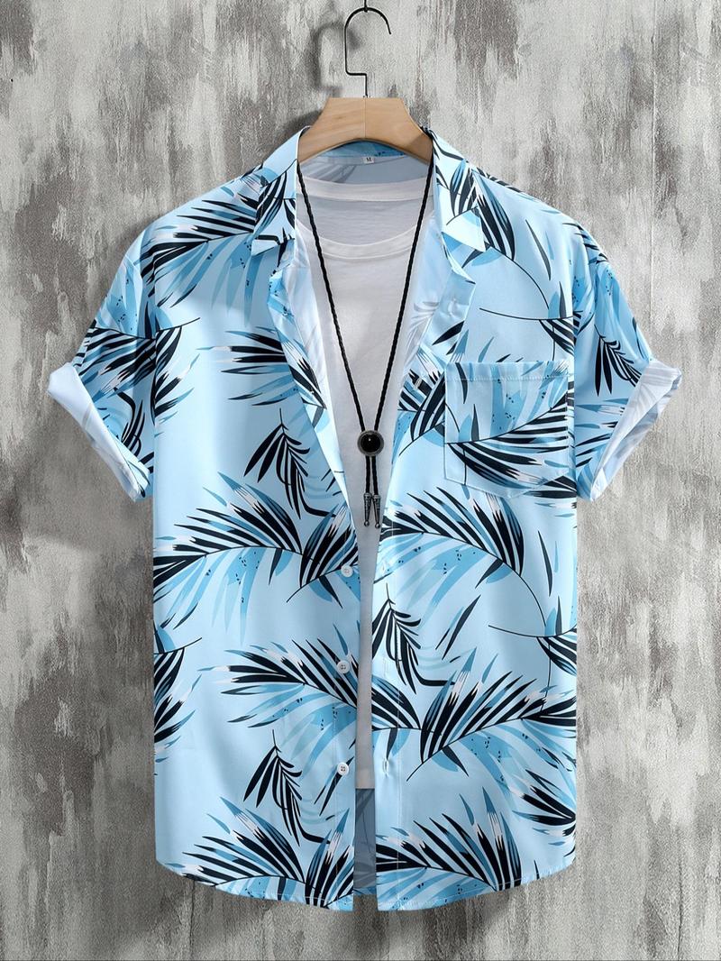 Product Introduction of Men's All Over Print Short Sleeve Shirt, Regular Fit Casual Button Closure Top for Summer, Men's Clothes for Beach Vacation 1