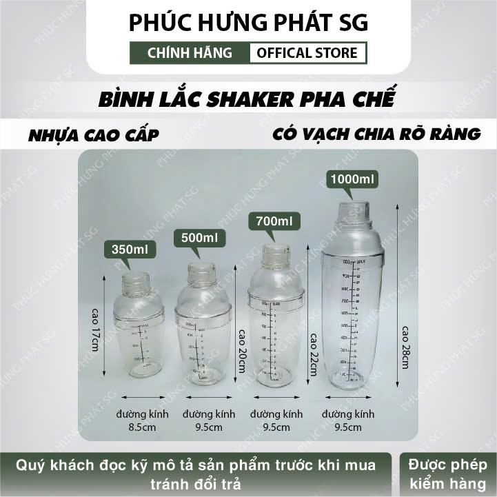 Bình lắc shaker pha chế hồng trà, coffe, cocktail Nhựa cao cấp- Phúc Hưng Phát- 350-500-700-1000ml 2