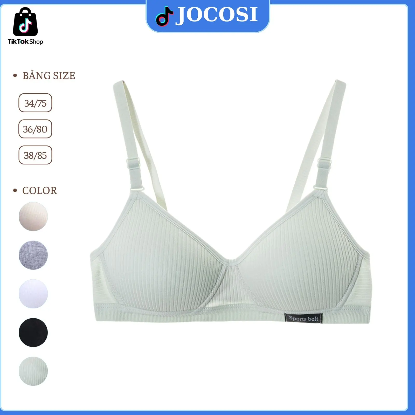 Áo ngực Nữ học sinh không gọng mềm mại thoáng mát, Áo lót Bra nữ Cotton đệm mút mỏng ôm ngực đẽ thương JOCOSI A554 Top Women Tua Rua nội  y  nữ