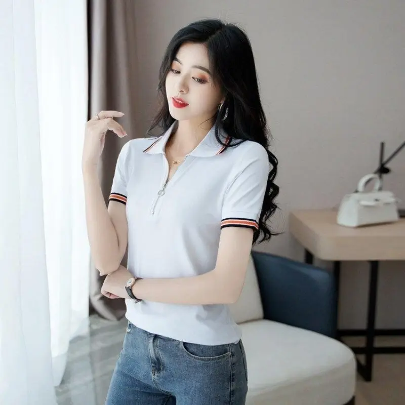 Áo Thun Nữ Cổ Bẻ PONIVA Phối Khóa Mẫu Mới Hot Trend 1