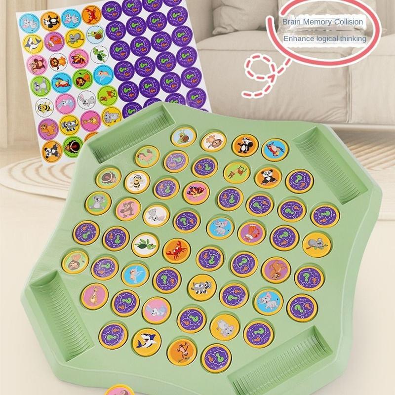 Product Introduction of Funny Fruit Flip Memory Game Memory Flip Chess with 60 Patterned Cards Concentration Training Flip Chess Memory Game with Chessboard Animal Flip Chess 16