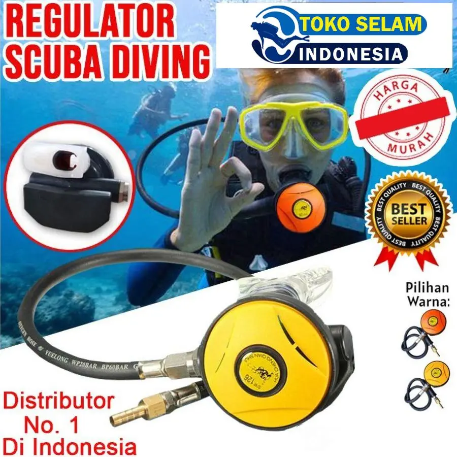 Octopus Nelayan Regulator 2nd Stage Dakor Dacor With Connector For Compressor Scuba Diving Kompressor Selang Hose Selam Alat Napas Pernapasan Amscud Delta
