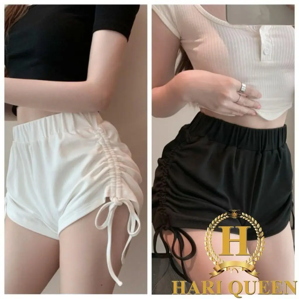 Quần đùi nữ mặc nhà rút dây hông HARIQUEEN - Quần short ngắn cạp chun chất thun lạnh co dãn cá tính siêu đẹp Women Cotton