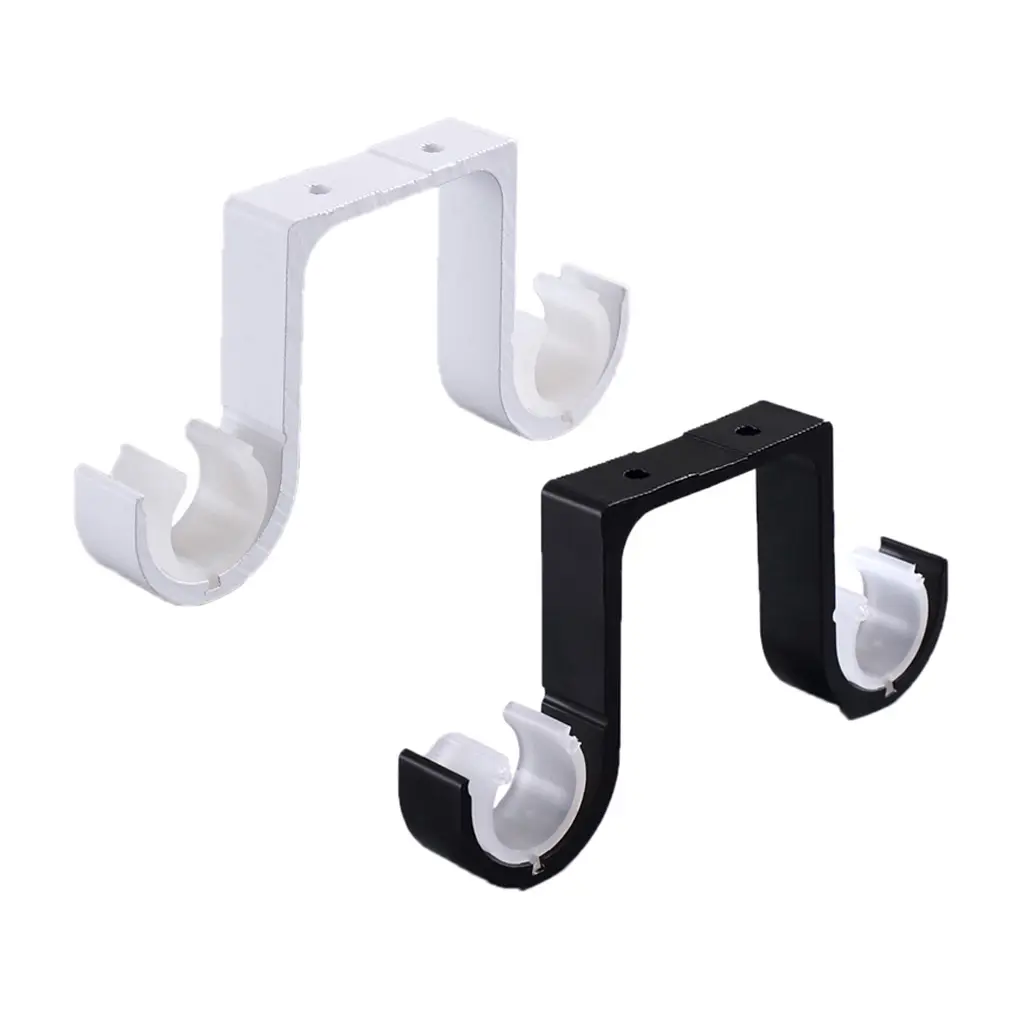 SLYHW-2Pcs Hang Curtain Rod Holders Heavy Duty Double Curtain Rod Bracket for 1.02-1.1''Rod Metal Double Rod Bracket for Wall