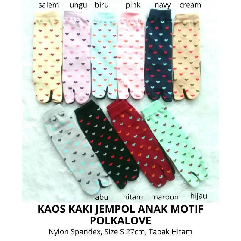 Kaos Kaki Anak Perempuan Jempol Motif Polkalove Usia Sekolah SD Tebal Fashion