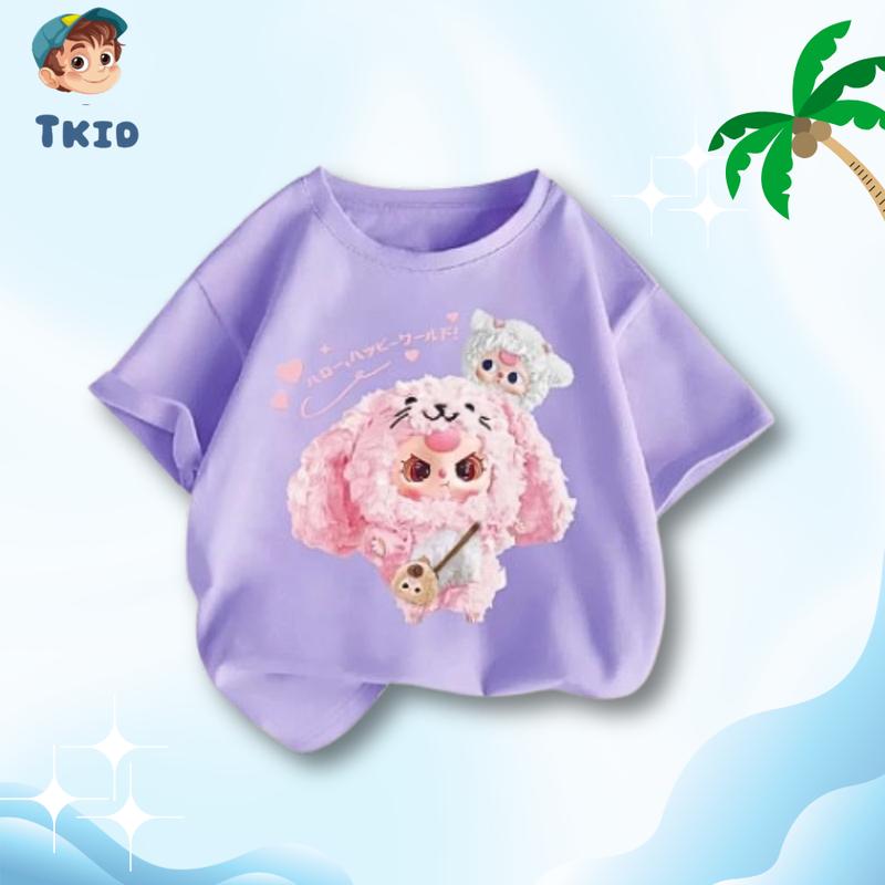 Áo Thun Bé Gái Ngắn Tay TKID STORE Áo Phông Cho Bé In Hình Baby Three Dễ Thương Siêu Hot 3