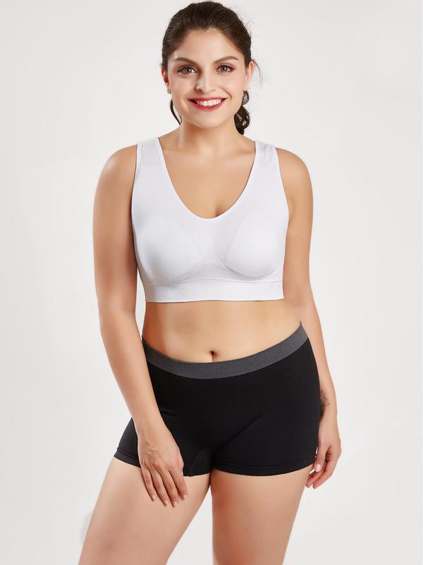 Women's Solid Ruched Backless Sports Bra, Wireless Push Up Bra, Breathable Comfortable Sports Bra for Yoga Gym Workout, Women's Lingerie 3