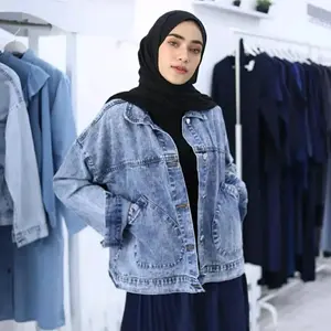 JAKET JEANS PABLO /JACKET JEANS WANITA Oversize/JAKET DENIM WANITA Tebal/ jaket jeans lengan Kancing Panjang Remaja Wine