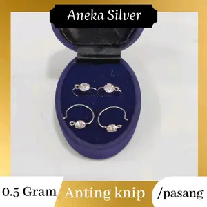 Anting Knip Mata 1 Silver Perak 925 - Model Terbaru