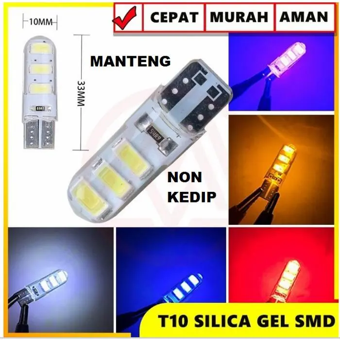 Bohlam Lampu senja kota model LED tipe T10 GEL JELLY 6 Mata jel senja sein sen motor mobil silikon