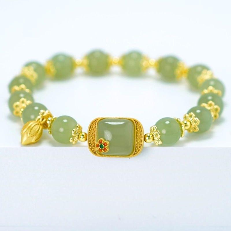 Exquisite Jade Bracelet for Women: Cube Sugar & Lotus Seedpod Inspired, Special-Interest Design bangles  bracelets 1