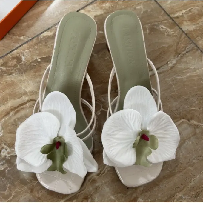 Giày Cao gót Chunky, Cao 8cm, Màu Đỏ Thanh Lịch, Dành Cho Nữ, Hàng Mới Về 2024, Kiểu Lật Ngón Chân Hoa, Dép Cao Gót, Thích Hợp Mặc Mùa Hè, Một Bộ Váy, Giá Cả Phải Chăng Và Đẹp Mắt 2