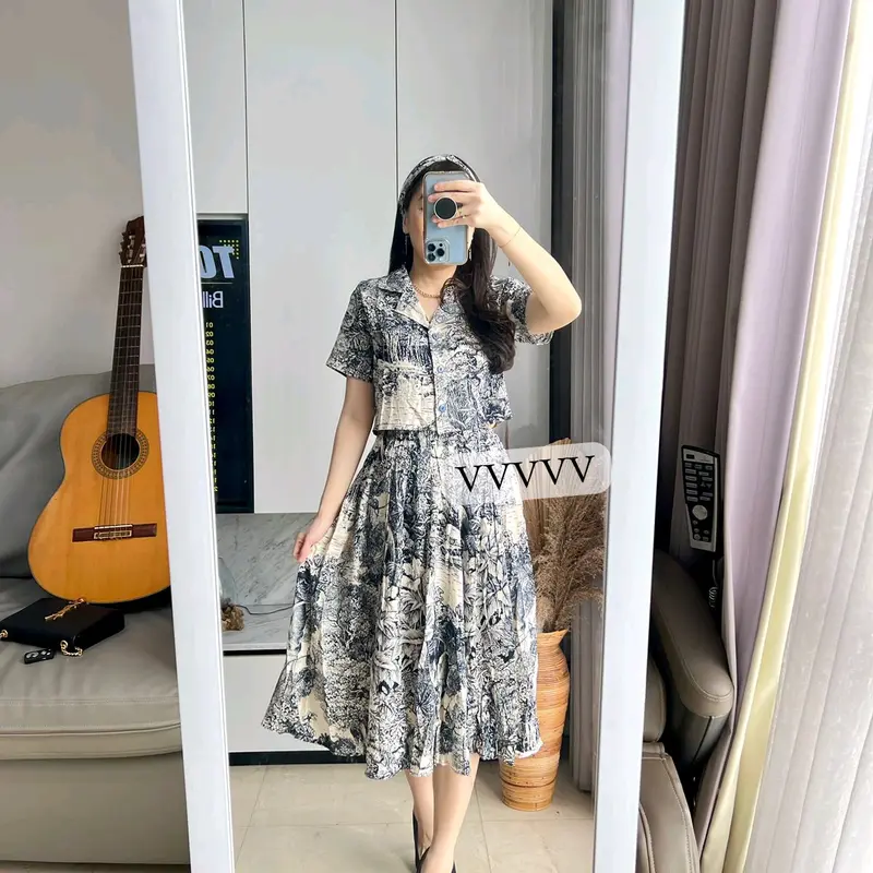 SET STELAN ROK MOTIF 7933 MV IMPORT Fit Wanita Katun Rayon Setelan Formal 1