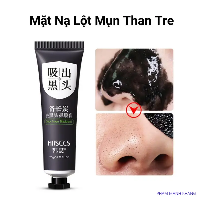 PHAM MANH KHANG Mặt Nạ Than Tre Lột Mụn HIISEES, Gel Lột Mụn Than Tre Loại Bỏ Mụn Đầu Đen Làm Sạch Sâu Da Mịn Màng