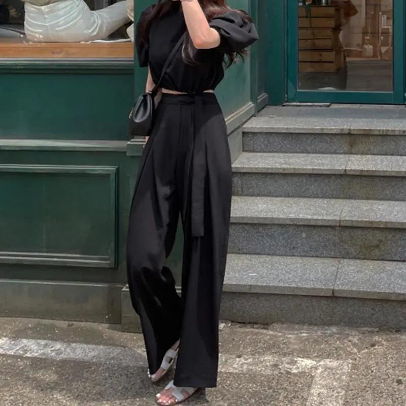 Product Introduction of CQ-Chic  Draping Lace-up Wide-Leg Pants Women's Spring and Autumn High Waist Straight Pants Loose Casual Pants Look Tall and Trousers [2109] 2