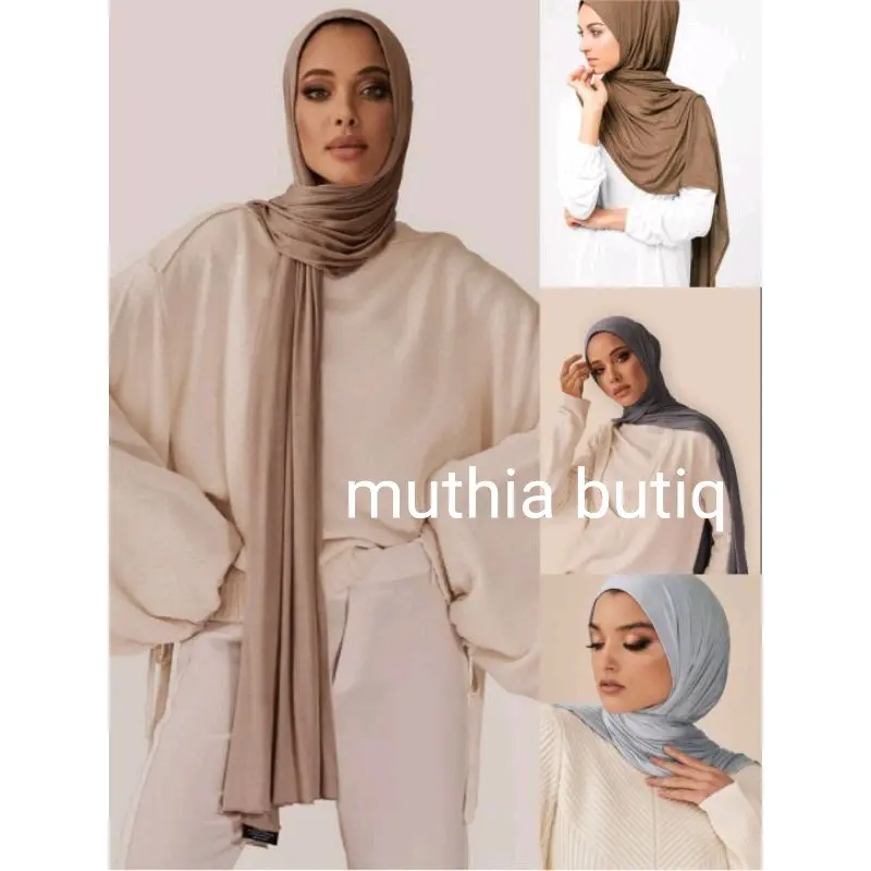 Pashmina Kaos Polos, Pashmina Kaos Turki, Jahit Tepi, Bahan Kaos Rayon Super Premium
