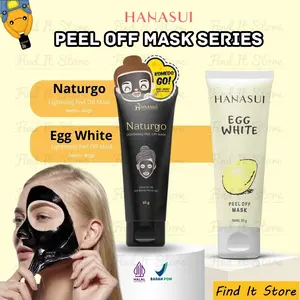 Find It Store - Hanasui  Naturgo Lightening Peel Off Mask 60gr | Egg White Peel Off Mask 80gr | Masker Pengangkat Komedo | Masker Putih Telur | Tube | BPOM Original Berjerawat Berminyak Hitam Kotoran Melembutkan Memudarkan Kering Mencerahkan   Wajah