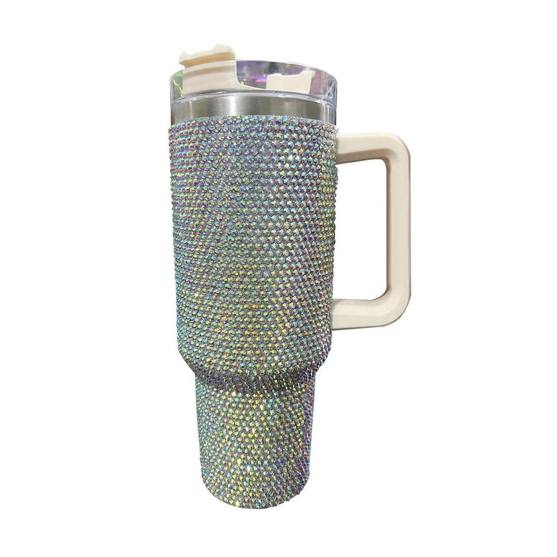 Product Introduction of Glitter Rhinestones Vacuum Flask, 1 Count 40oz Large Capacity Stainless Steel Insulated Cup, Portable Drinking Cup for Home Office School 7