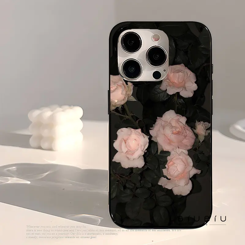 BIU BIU CASE Jelly Casing iPhone 7 8 6 6S Plus 11 13 12 14 15 Pro MAX XR XS MAX 7Plus 8Plus Dark Rose Impact Resistant Silicone phone  case 5
