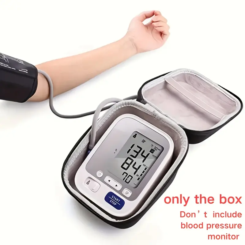 1pc EVA Neutral Style Blood Pressure Monitor Storage Case - Durable Hard Shell Protective Bag with Hand Strap for Cuffs and Digital Machines, Portable Home Organizer - Black Cover
