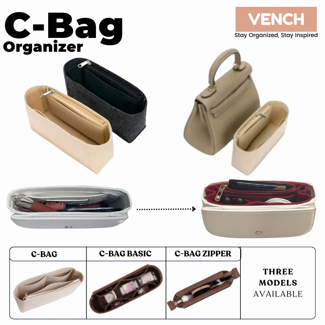 C-Bag Flap Bag Organizer with Side Zipper/Dual in Bag Instert Bag for Multibranded Bag