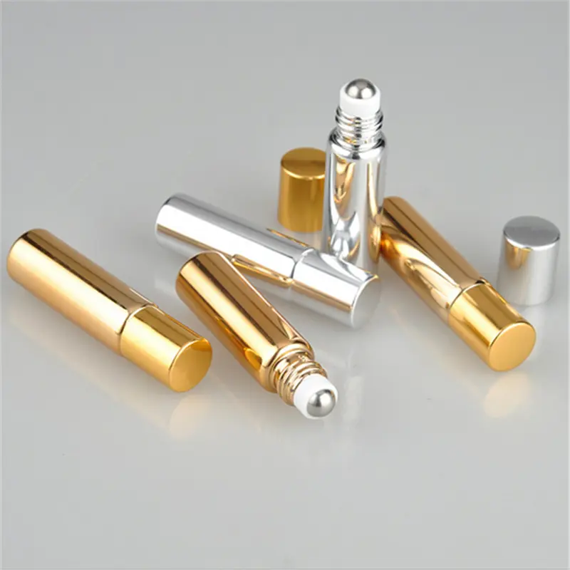 Chai Con Lăn Kim Loại, Thiết Kế Thanh Lịch, Có Thể Nạp Lại, 5ml, Thích Hợp Cho Tinh Dầu, Chăm Sóc Da Và Nước Hoa, Ứng Dụng Dầu Gội Đầu, Được Làm Bằng Thủy Tinh, Con Lăn 5