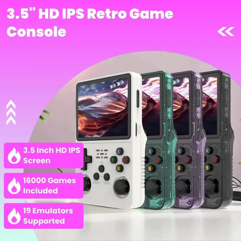 Ylw 3.5 Inch Hd Ips Screen Retro Handheld Video Game Console, Linux System 16000 Games 19 Emulators Handheld Game Player, Open Source Game Console, Gaming Console 1