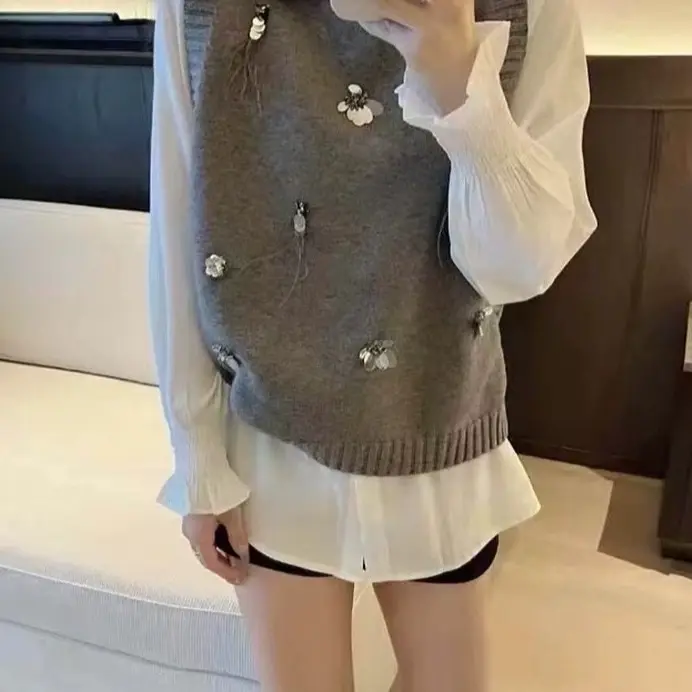 Áo ghile tách rời đính đá LAH phong cách tiểu thư QCCC Women Nữ - Nhung, Top Top