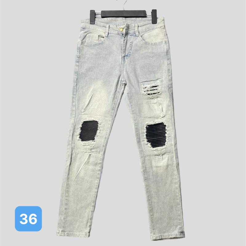 Quần jean nam [ FREESHIP ] 09 Quần bò nam màu đen rách - Quần dài nam chất jean co giãn phong cách thời trang vá da đen có lớp lót Menswear Pants Có Túi 3