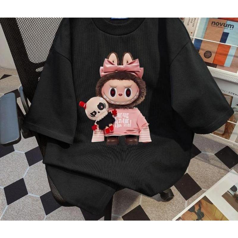 Cotton Sweet Cute Labubu Printed Oversize Top for Women Unisex - TikTok ...