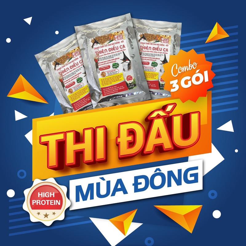 Combo 3 gói cám chim Thiên Điểu Ca Đấu High Protein Hiển Bảo Khánh