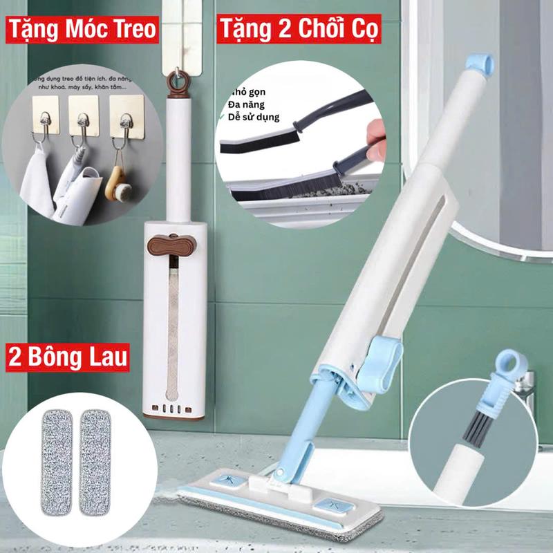 [TẶNG MÓC TREO + 2 CHỔI CỌ] Cây Lau Tự Vắt Mini Đa Năng Vệ Sinh Kính, Bếp, Lau Bàn Gạt Nước Với 2 Bông Lau Thay Thế Thấm Hút Tiện Lợi Làm Sạch