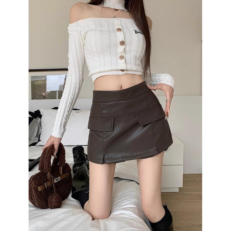 Quần da giả váy quần short da cạp cao dáng ôm có túi da PU mềm mịn đẹp dễ phối đồ thời trang năng động 2