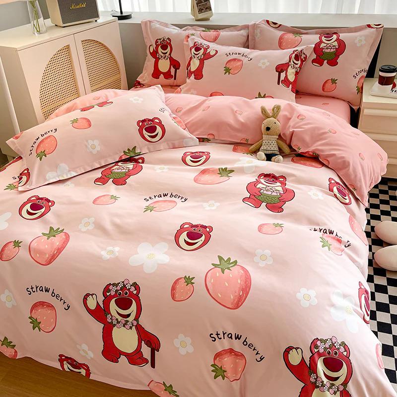 Product Introduction of EGW spring bedding set 3PCs cartoon Boys Girls bed linen Grey Lion pink bear pillowcase printed home linen for children kids 35