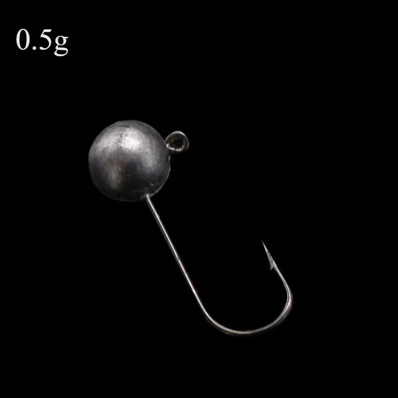 10Pcs Round Head Hooks 0.5g Luminous Fishing Hook Soft Worm Jig Lure Hook Jig Head Fishing Tackle Hooks