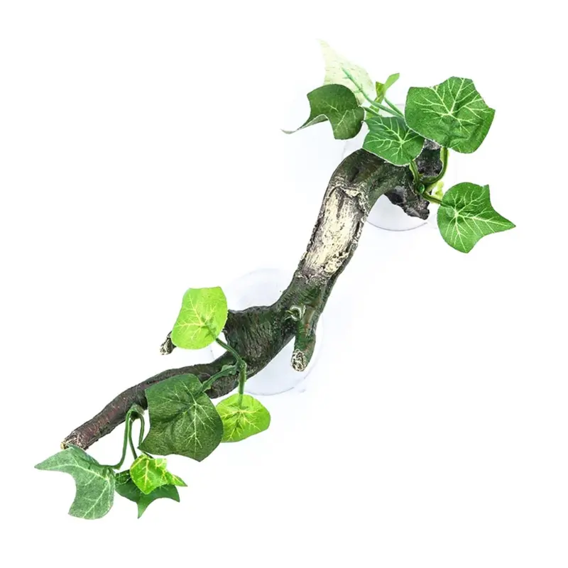 Reptile Plants Climber Vines Flexible Leaves with Suction Cups Jungle Habitat Decor for Lizard Gecko Snake
