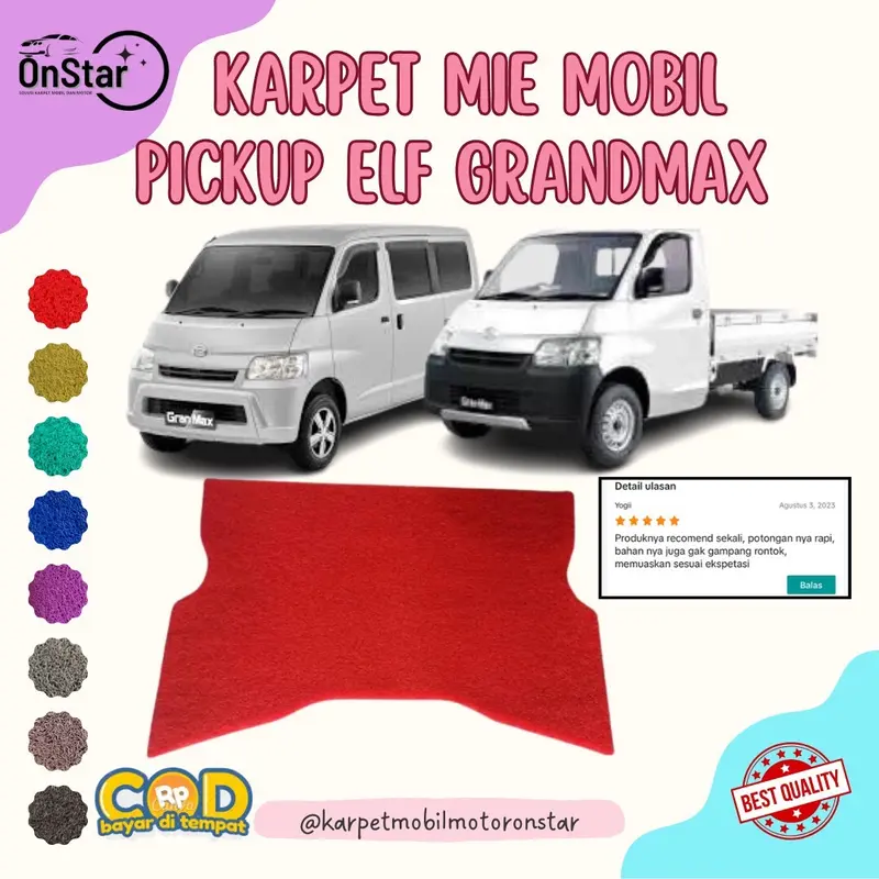 Karpet Mobil Grand Max Depan PVC Premium 1,6-1,8cm - Merah Car 1