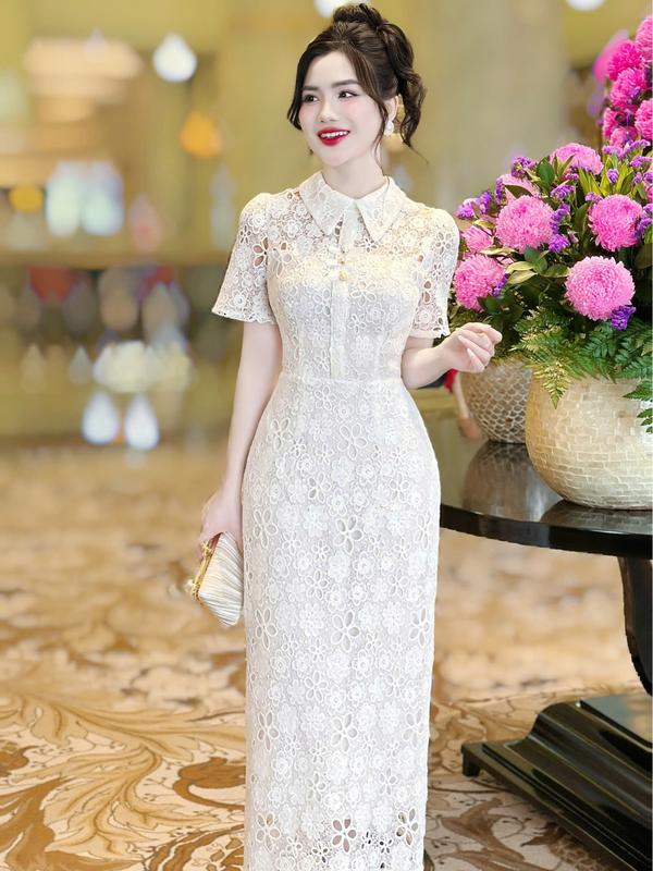 [MIỄN SHIP] MDU4435 Váy Ren Hàn 2 Lớp - Thiết Kế Dáng Xòe Sang Trọng Dành Cho Nữ Women Dress Màu Trắng đầm  trắng