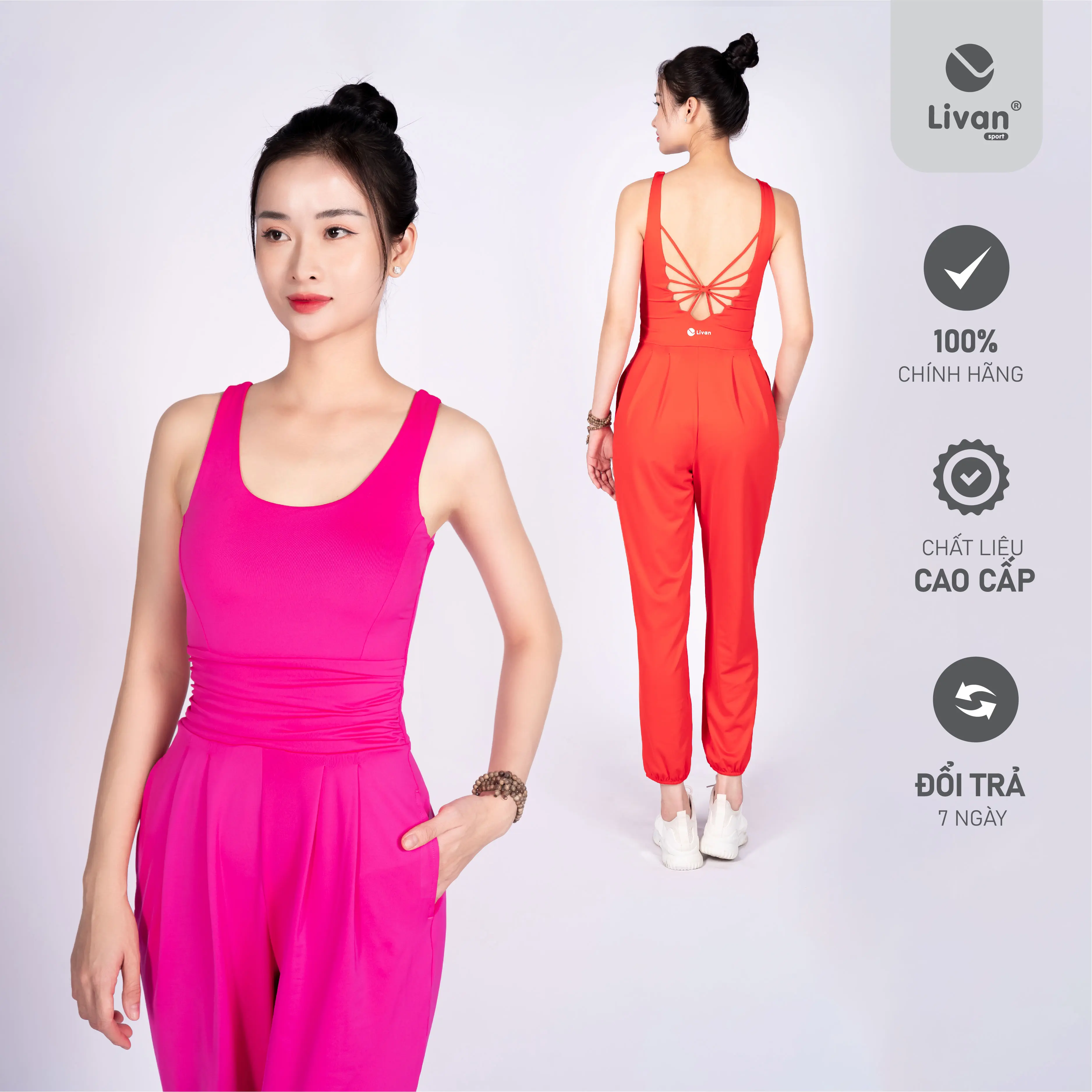 Bộ Tập Yoga Nữ Liền Thân Jumpsuit Kèm Đệm Rời Top LV24N01-F502 Livan Sport, Bộ Jumpsuit Nữ Tập Yoga