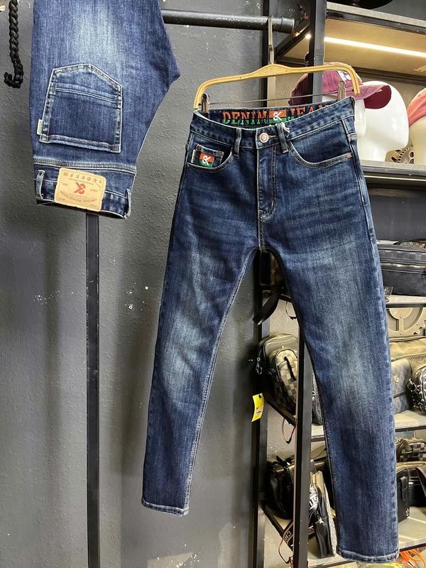 [GIÁ MỞ BÁN] [3K DENIM Jean Denim Guangzhou-3K2232] Quần Jeans Dài Nam Xanh Đậm Lưng Thêu Mix Chỉ Cam & Xanh 	 J3770