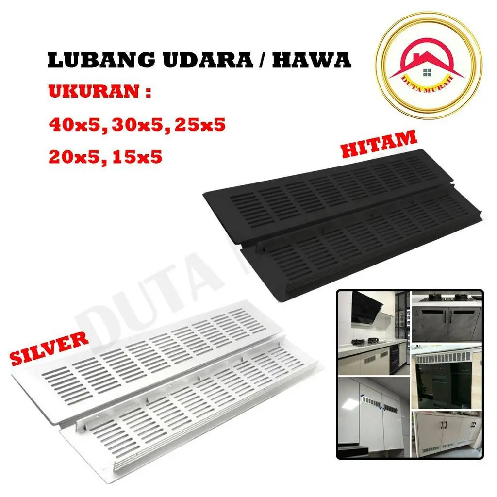 Sarangan Saringan Lubang Hawa / Lubang Udara / Lobang angin / Saringan Udara Kotak Ventilasi Warna Hitam(Ukuran 5 x 15,20,25,30 cm)