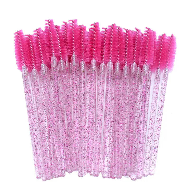 50pcs Disposable Eyelash & Eyebrow Brush, Glitter Design Eyelashes Brushes Comb, Makeup Brushes, Professional Makeup Tools For Women, Summer Makeup Gift, Valentine's Day Gift, Makeup Brushes 6
