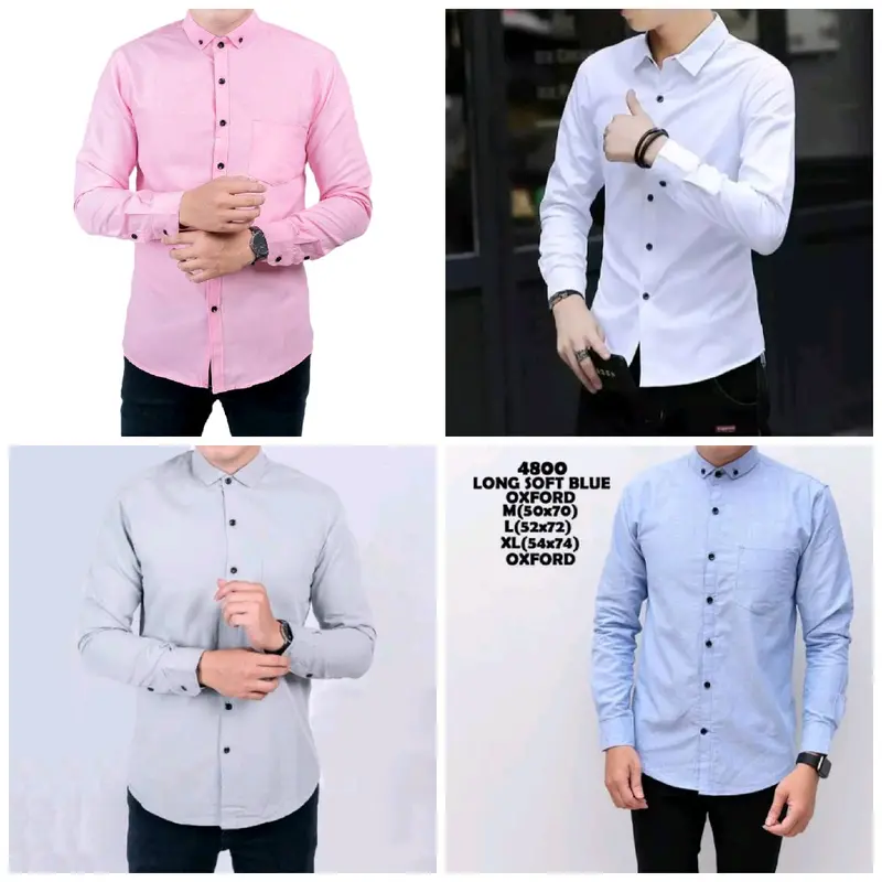 Paket usaha COD KEMEJA POLOS 4 PCS PANJANG Katun Pria Kerja Formal Hitam Slimfit Casual Putih Kantor Cowok Navy Basic 2