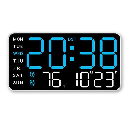 Product Introduction of Digital LED Wall Clock with Temperature and Date Display, Alarm Clock with 2 Sets of Alarms and Snooze Function, USB Plug-in Decor Electronic Light wall  clock digital  clock Hanging Installation Black 29
