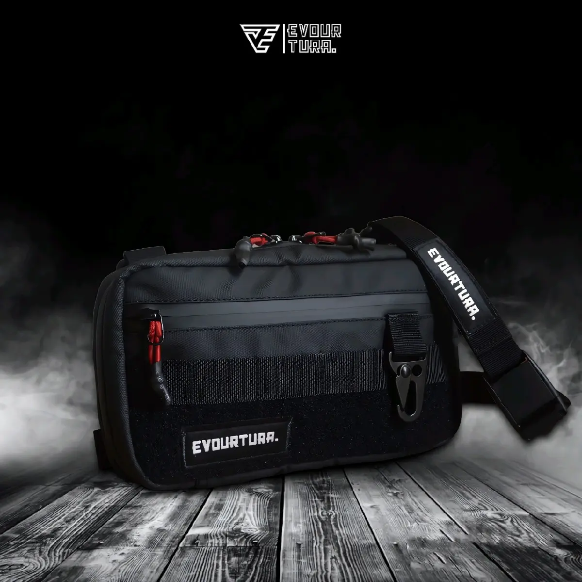 Evourtura Tas Slempang & Tas Tangan Premium Anti/Tahan Air Sling Bag Waterproof Hand Bag Clutch Bag Tas Selempang Pria/Cowok Dewasa/Remaja Setrip Hitam Slingbag