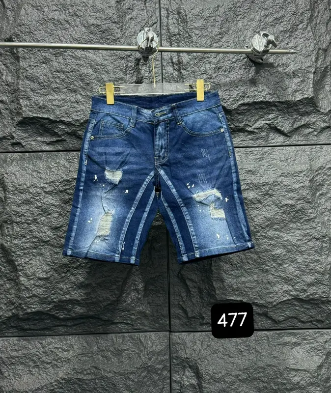 Quần short nam Đen loang xước nhẹ chất vải jean phối vảy sơn chuẩn form Menswear Pants Có Túi 4