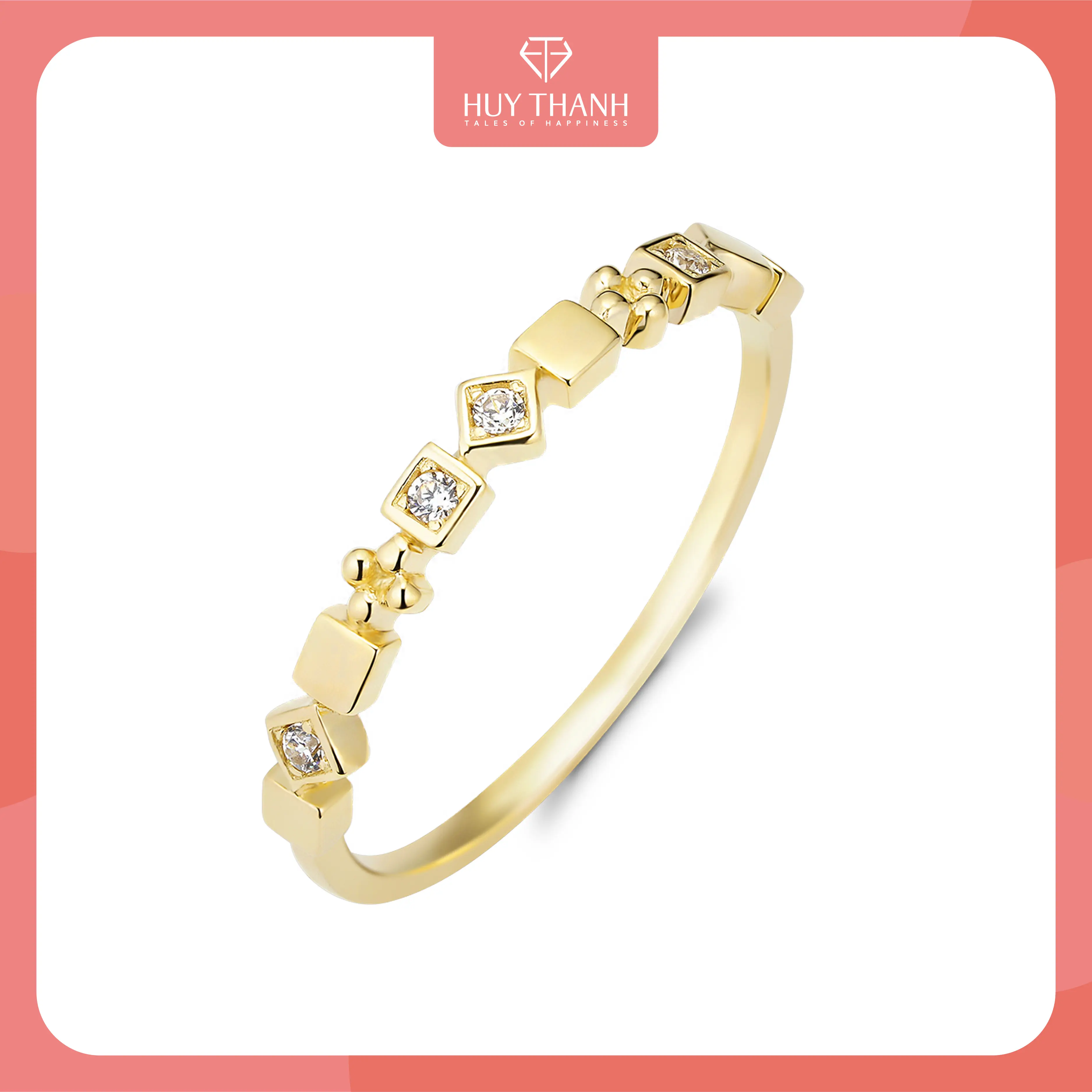 HuyThanhJewelry NLF433 Nhẫn nữ vàng tây 10k Gắn Đá Cz Phong Cách Thanh Lịch