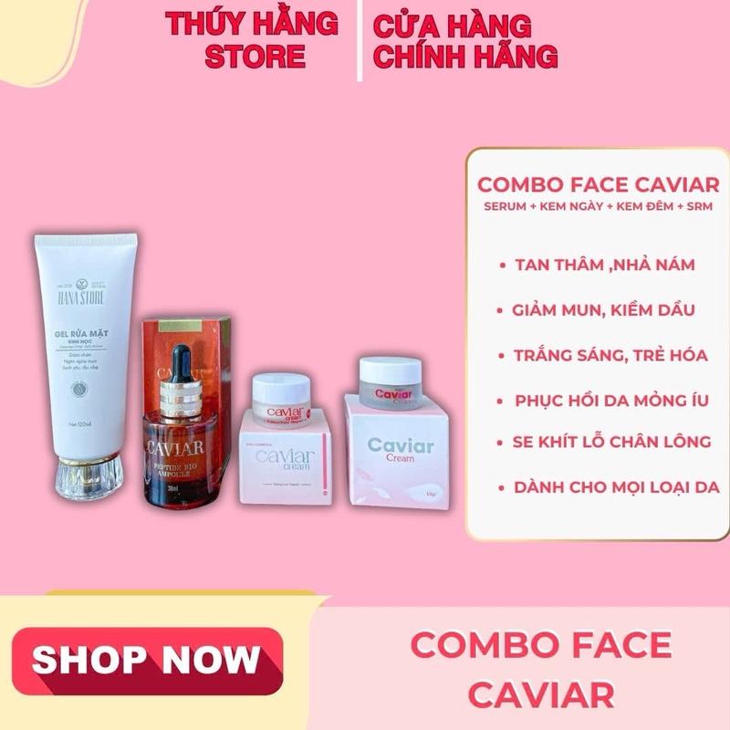 Combo caviar 3món serum+kem ngày+kem đêm tặng 1 sữa rửa măt . Cho tất cả các loại da chống lão hóa combo duong combo face Kem Face Cho Bé serum trị mụn mờ thâm Skincare