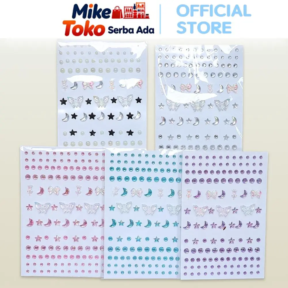 Mike Toko Serba Ada Stiker Kristal Manik Manik H1096 Face Eye Aksesoris Make Up DIY 3D Praktis Bahan Plastik Berkualitas Ukuran 12x8 cm